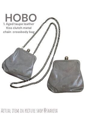 HOBO international leather Crossbody pouch coin purse kiss closure chain strap
